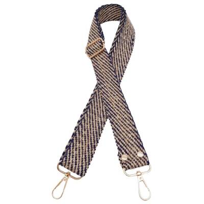 Angel Çanta Aksesuar 120x3 cm Jüt Kolon Çanta Sapı Lacivert Renk Light Gold Metalli - 2