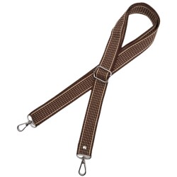 Angel Çanta Aksesuar 120x3 cm Polyester Kolon Çanta Sapı Açık Kahve Renk Bej Şeritli Gümüş Metalli - 3