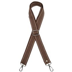 Angel Çanta Aksesuar 120x3 cm Polyester Kolon Çanta Sapı Açık Kahve Renk Bej Şeritli Gümüş Metalli - Angel Çanta Aksesuar