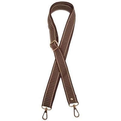 Angel Çanta Aksesuar 120x3 cm Polyester Kolon Çanta Sapı Açık Kahve Renk Bej Şeritli Light Gold Metalli - 1