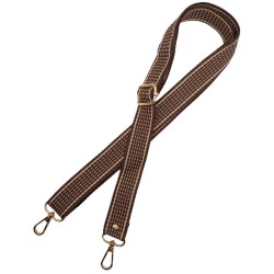 Angel Çanta Aksesuar 120x3 cm Polyester Kolon Çanta Sapı Açık Kahve Renk Bej Şeritli Light Gold Metalli - 3