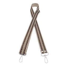 Angel Çanta Aksesuar 120x3 cm Polyester Kolon Çanta Sapı Bej Kahverengi Simli Gümüş Metalli - Angel Çanta Aksesuar