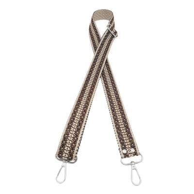 Angel Çanta Aksesuar 120x3 cm Polyester Kolon Çanta Sapı Bej Kahverengi Simli Gümüş Metalli - 1