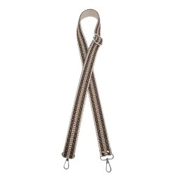 Angel Çanta Aksesuar 120x3 cm Polyester Kolon Çanta Sapı Bej Kahverengi Simli Gümüş Metalli - 2