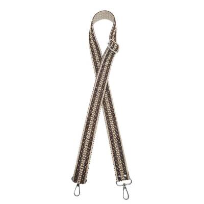 Angel Çanta Aksesuar 120x3 cm Polyester Kolon Çanta Sapı Bej Kahverengi Simli Gümüş Metalli - 2