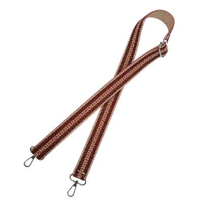 Angel Çanta Aksesuar 120x3 cm Polyester Kolon Çanta Sapı Bej Kırmızı Simli Gümüş Metalli - 3