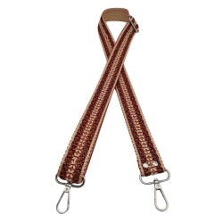 Angel Çanta Aksesuar 120x3 cm Polyester Kolon Çanta Sapı Bej Kırmızı Simli Gümüş Metalli - Angel Çanta Aksesuar