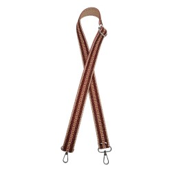 Angel Çanta Aksesuar 120x3 cm Polyester Kolon Çanta Sapı Bej Kırmızı Simli Gümüş Metalli - 2