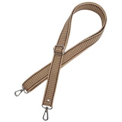 Angel Çanta Aksesuar 120x3 cm Polyester Kolon Çanta Sapı Bej Renk Kahve Şeritli Gümüş Metalli - 3