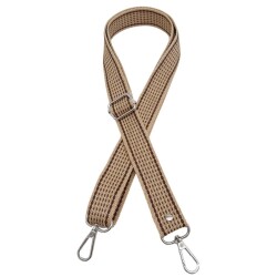 Angel Çanta Aksesuar 120x3 cm Polyester Kolon Çanta Sapı Bej Renk Kahve Şeritli Gümüş Metalli - 2