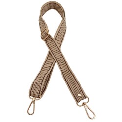 Angel Çanta Aksesuar 120x3 cm Polyester Kolon Çanta Sapı Bej Renk Kahve Şeritli Light Gold Metalli - 2