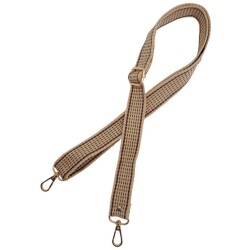 Angel Çanta Aksesuar 120x3 cm Polyester Kolon Çanta Sapı Bej Renk Kahve Şeritli Light Gold Metalli - 3