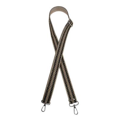 Angel Çanta Aksesuar 120x3 cm Polyester Kolon Çanta Sapı Bej Siyah Simli Gümüş Metalli - 2