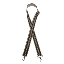 Angel Çanta Aksesuar 120x3 cm Polyester Kolon Çanta Sapı Bej Siyah Simli Gümüş Metalli - 2