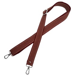 Angel Çanta Aksesuar 120x3 cm Polyester Kolon Çanta Sapı Bordo Renk Bej Şeritli Gümüş Metalli - 3