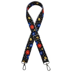 Angel Çanta Aksesuar 120x3 cm Polyester Kolon Çanta Sapı Çiçekli Gümüş Metalli - Angel Çanta Aksesuar