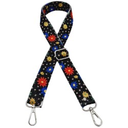 Angel Çanta Aksesuar 120x3 cm Polyester Kolon Çanta Sapı Çiçekli Gümüş Metalli - 2