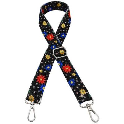 Angel Çanta Aksesuar 120x3 cm Polyester Kolon Çanta Sapı Çiçekli Gümüş Metalli - 2