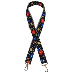 Angel Çanta Aksesuar 120x3 cm Polyester Kolon Çanta Sapı Çiçekli Light Gold Metalli - Angel Çanta Aksesuar