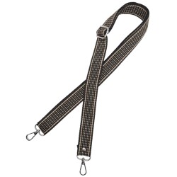 Angel Çanta Aksesuar 120x3 cm Polyester Kolon Çanta Sapı Koyu Kahve Renk Bej Şeritli Gümüş Metalli - 3