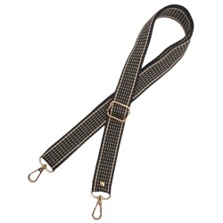 Angel Çanta Aksesuar 120x3 cm Polyester Kolon Çanta Sapı Koyu Kahve Renk Bej Şeritli Light Gold Metalli - 3
