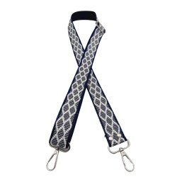 Angel Çanta Aksesuar 120x3 cm Polyester Kolon Çanta Sapı Lacivert Beyaz Simli Gümüş Metalli - Angel Çanta Aksesuar