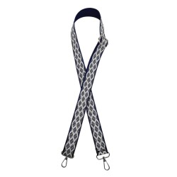 Angel Çanta Aksesuar 120x3 cm Polyester Kolon Çanta Sapı Lacivert Beyaz Simli Gümüş Metalli - 2