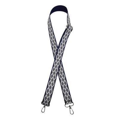 Angel Çanta Aksesuar 120x3 cm Polyester Kolon Çanta Sapı Lacivert Beyaz Simli Gümüş Metalli - 2