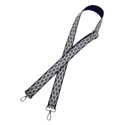 Angel Çanta Aksesuar 120x3 cm Polyester Kolon Çanta Sapı Lacivert Beyaz Simli Gümüş Metalli - 3