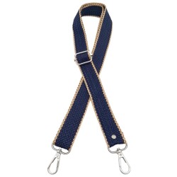 Angel Çanta Aksesuar 120x3 cm Polyester Kolon Çanta Sapı Lacivert Renk Bej Şeritli Gümüş Metalli - 2