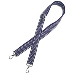 Angel Çanta Aksesuar 120x3 cm Polyester Kolon Çanta Sapı Lacivert Renk Beyaz Şeritli Gümüş Metalli - 3