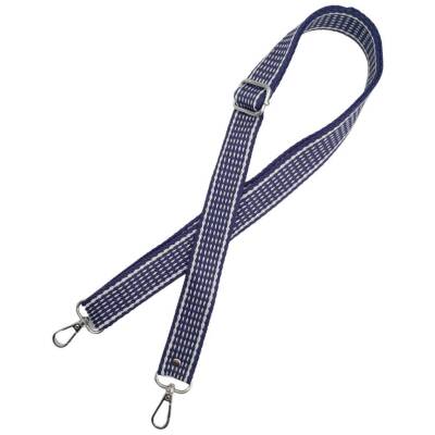 Angel Çanta Aksesuar 120x3 cm Polyester Kolon Çanta Sapı Lacivert Renk Beyaz Şeritli Gümüş Metalli - 3