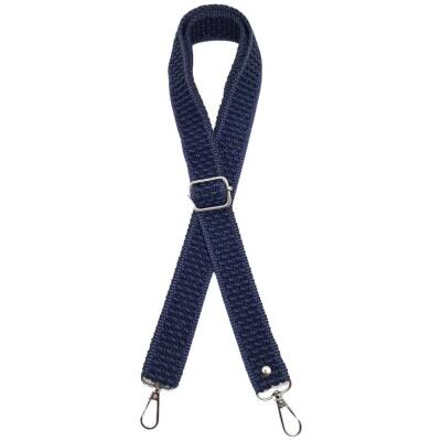 Angel Çanta Aksesuar 120x3 cm Polyester Kolon Çanta Sapı Lacivert Renk Gümüş Metalli - 1