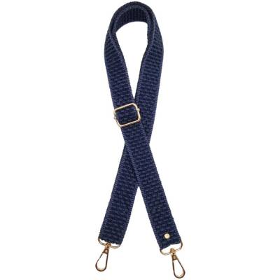 Angel Çanta Aksesuar 120x3 cm Polyester Kolon Çanta Sapı Lacivert Renk Light Gold Metalli - 1