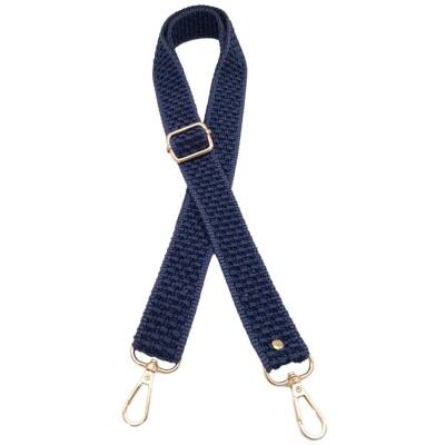 Angel Çanta Aksesuar 120x3 cm Polyester Kolon Çanta Sapı Lacivert Renk Light Gold Metalli - 2