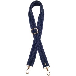 Angel Çanta Aksesuar 120x3 cm Polyester Kolon Çanta Sapı Lacivert Renk Light Gold Metalli - Angel Çanta Aksesuar