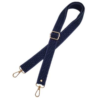 Angel Çanta Aksesuar 120x3 cm Polyester Kolon Çanta Sapı Lacivert Renk Light Gold Metalli - 3