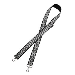 Angel Çanta Aksesuar 120x3 cm Polyester Kolon Çanta Sapı Siyah Beyaz Simli Gümüş Metalli - 3