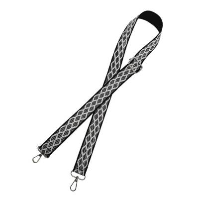 Angel Çanta Aksesuar 120x3 cm Polyester Kolon Çanta Sapı Siyah Beyaz Simli Gümüş Metalli - 3