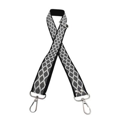 Angel Çanta Aksesuar 120x3 cm Polyester Kolon Çanta Sapı Siyah Beyaz Simli Gümüş Metalli - 1