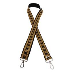 Angel Çanta Aksesuar 120x3 cm Polyester Kolon Çanta Sapı Siyah Gold Simli Gümüş Metalli - Angel Çanta Aksesuar