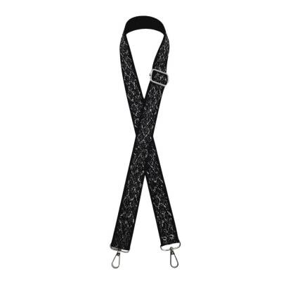 Angel Çanta Aksesuar 120x3 cm Polyester Kolon Çanta Sapı Siyah Gümüş Simli Gümüş Metalli - 2