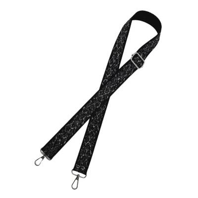 Angel Çanta Aksesuar 120x3 cm Polyester Kolon Çanta Sapı Siyah Gümüş Simli Gümüş Metalli - 3