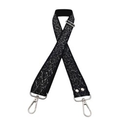 Angel Çanta Aksesuar 120x3 cm Polyester Kolon Çanta Sapı Siyah Gümüş Simli Gümüş Metalli - Angel Çanta Aksesuar
