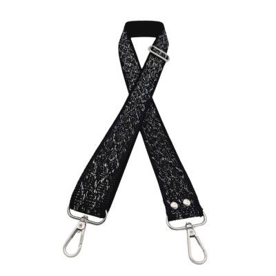 Angel Çanta Aksesuar 120x3 cm Polyester Kolon Çanta Sapı Siyah Gümüş Simli Gümüş Metalli - 1