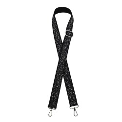 Angel Çanta Aksesuar 120x3 cm Polyester Kolon Çanta Sapı Siyah Gümüş Simli Gümüş Metalli - 2