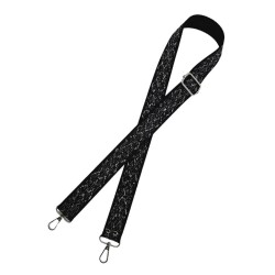 Angel Çanta Aksesuar 120x3 cm Polyester Kolon Çanta Sapı Siyah Gümüş Simli Gümüş Metalli - 3