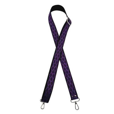 Angel Çanta Aksesuar 120x3 cm Polyester Kolon Çanta Sapı Siyah Mor Simli Gümüş Metalli - 2