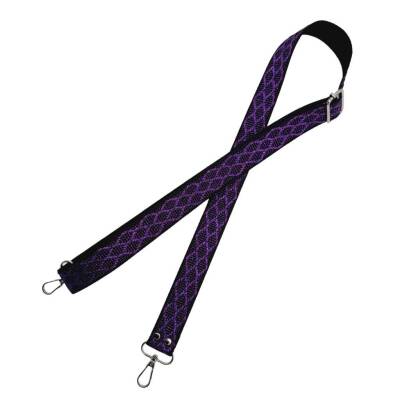 Angel Çanta Aksesuar 120x3 cm Polyester Kolon Çanta Sapı Siyah Mor Simli Gümüş Metalli - 3