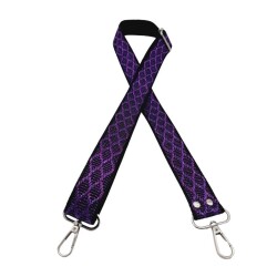 Angel Çanta Aksesuar 120x3 cm Polyester Kolon Çanta Sapı Siyah Mor Simli Gümüş Metalli - Angel Çanta Aksesuar